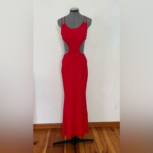 Red Cutout Evening Gown